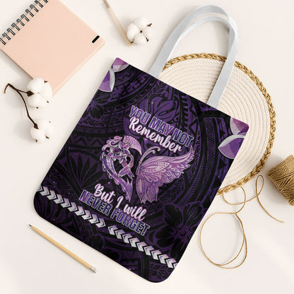 Alzheimer Support Tote Bag You May Not Remember But I Will Never Forget