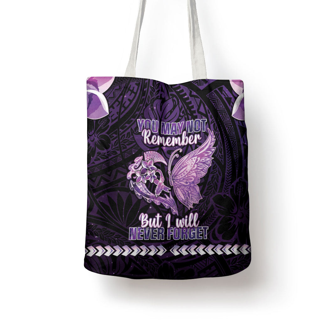 Alzheimer Support Tote Bag You May Not Remember But I Will Never Forget