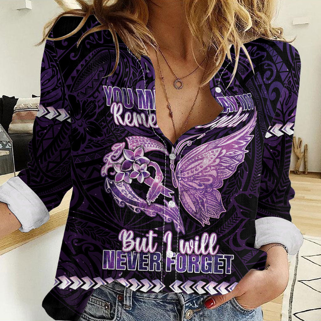 Personalised Alzheimer Support Women Casual Shirt You May Not Remember But I Will Never Forget