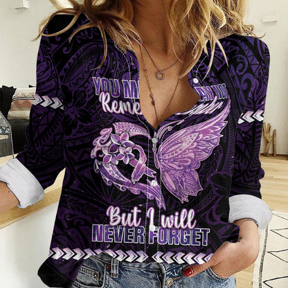 Personalised Alzheimer Support Women Casual Shirt You May Not Remember But I Will Never Forget