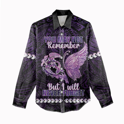 Personalised Alzheimer Support Women Casual Shirt You May Not Remember But I Will Never Forget