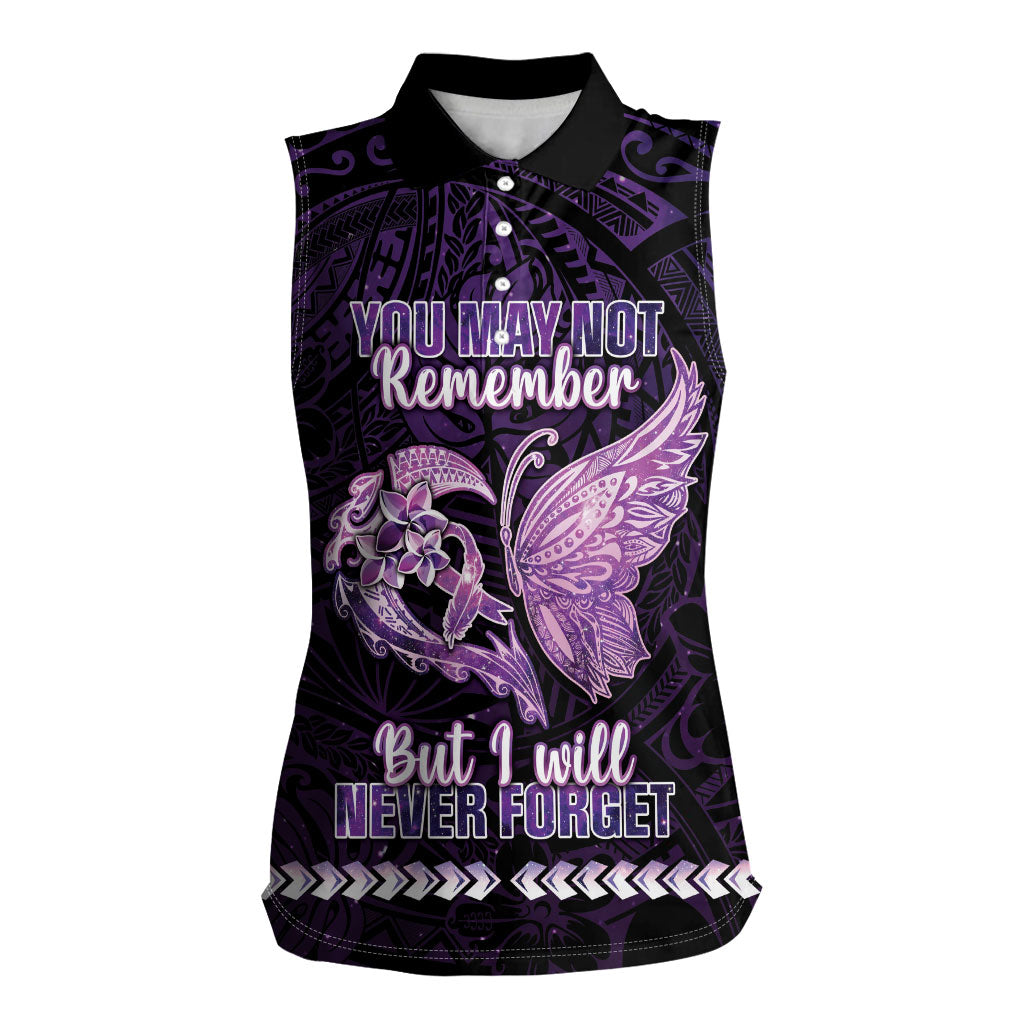 Personalised Alzheimer Support Women Sleeveless Polo Shirt You May Not Remember But I Will Never Forget