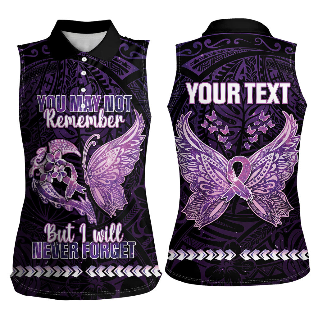 Personalised Alzheimer Support Women Sleeveless Polo Shirt You May Not Remember But I Will Never Forget