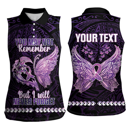 Personalised Alzheimer Support Women Sleeveless Polo Shirt You May Not Remember But I Will Never Forget