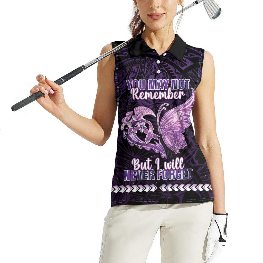 Personalised Alzheimer Support Women Sleeveless Polo Shirt You May Not Remember But I Will Never Forget