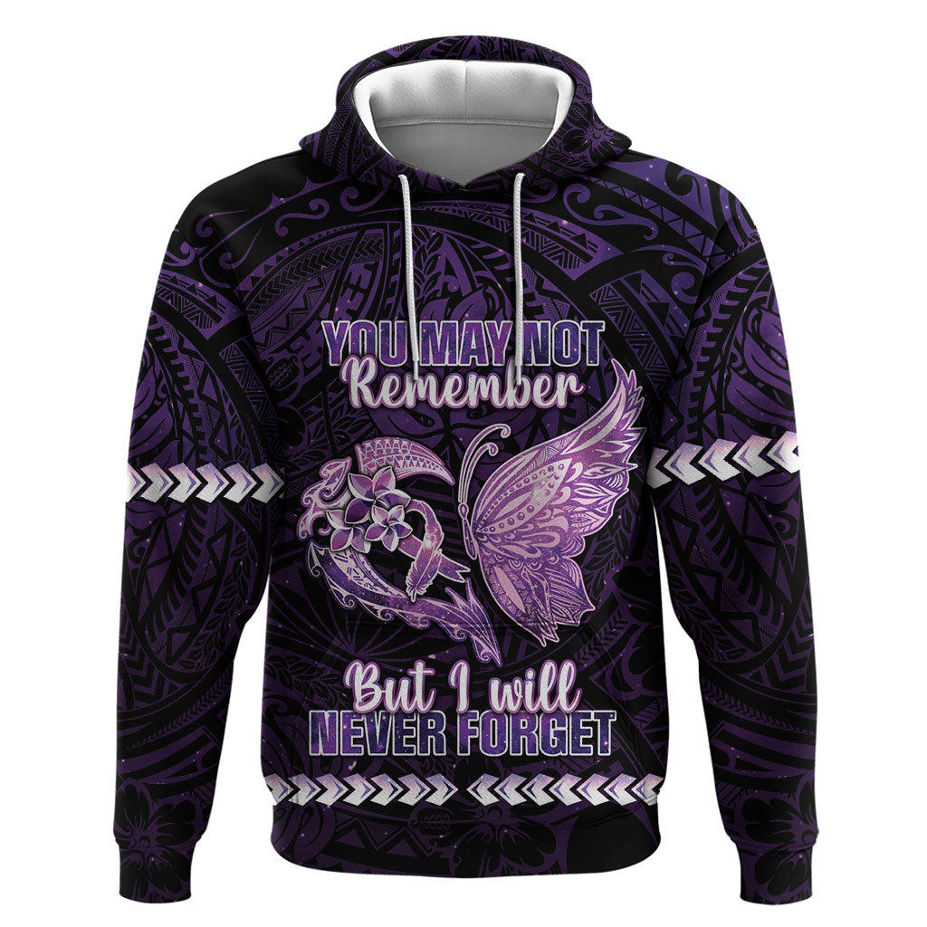 Personalised Alzheimer Support Zip Hoodie You May Not Remember But I Will Never Forget