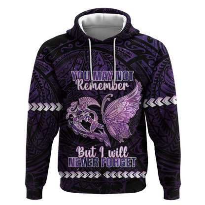 Personalised Alzheimer Support Zip Hoodie You May Not Remember But I Will Never Forget
