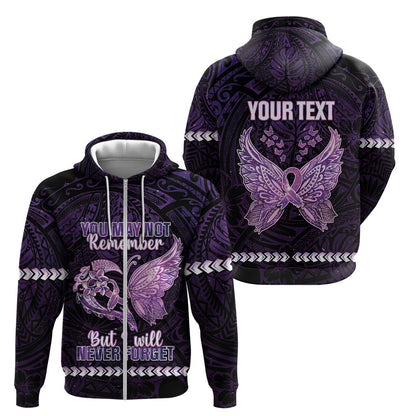 Personalised Alzheimer Support Zip Hoodie You May Not Remember But I Will Never Forget