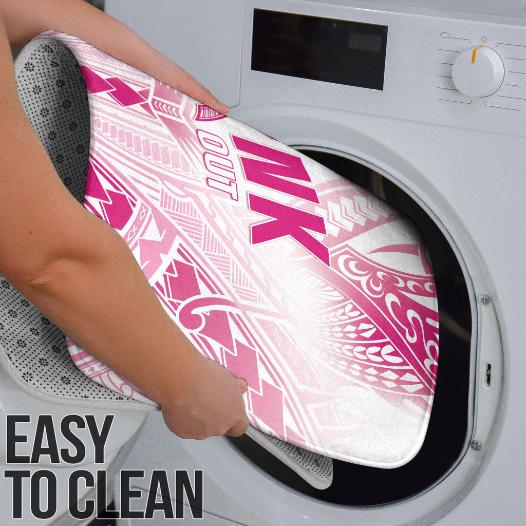 Breast Cancer Pink Out Bathroom Set Polynesian Art Tattoo White Version
