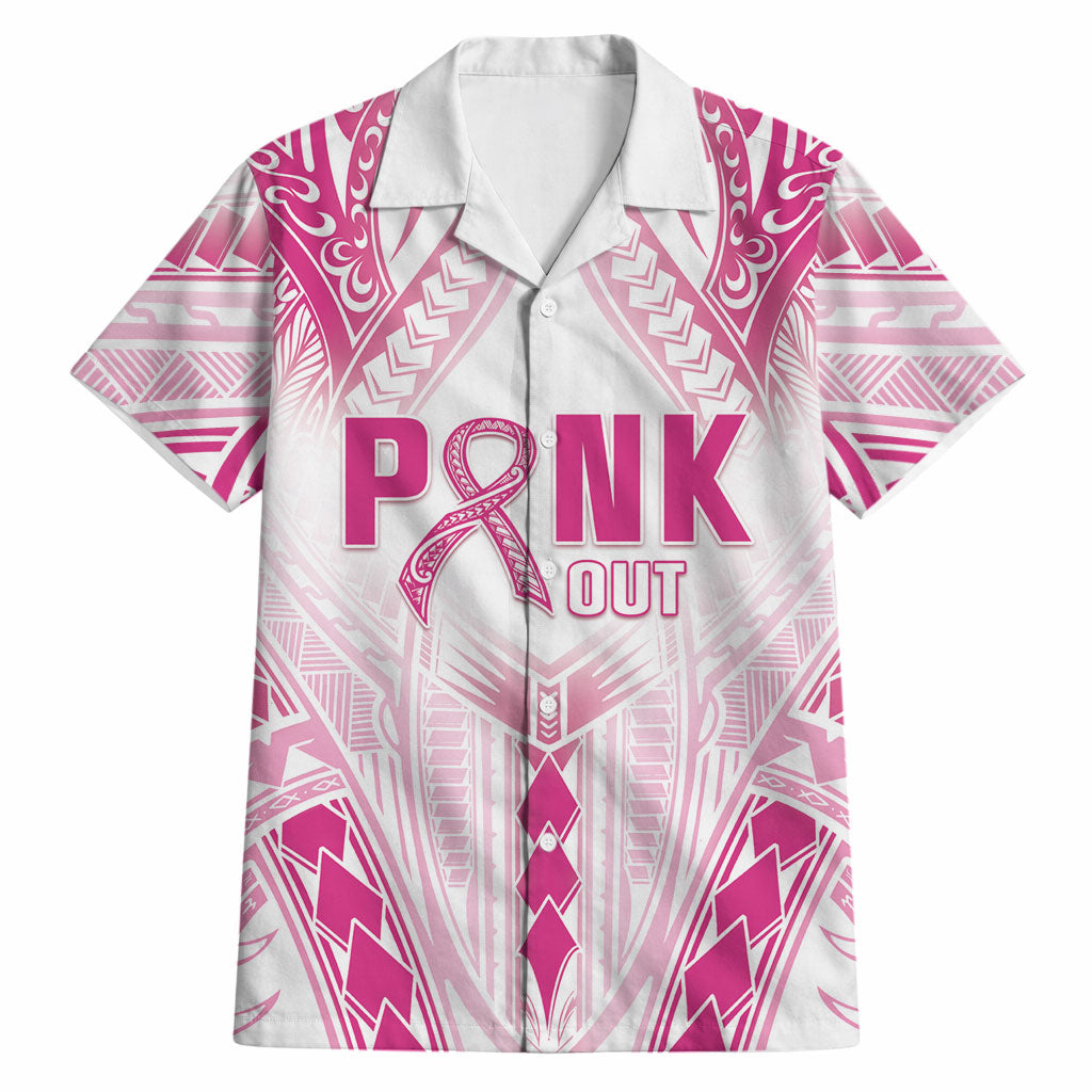 Breast Cancer Pink Out Hawaiian Shirt Polynesian Art Tattoo White Version