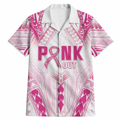 Breast Cancer Pink Out Hawaiian Shirt Polynesian Art Tattoo White Version
