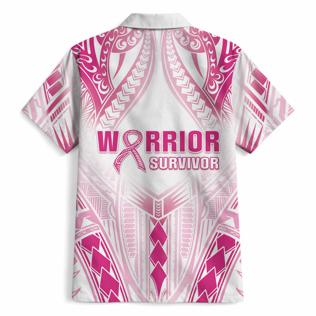 Breast Cancer Pink Out Hawaiian Shirt Polynesian Art Tattoo White Version