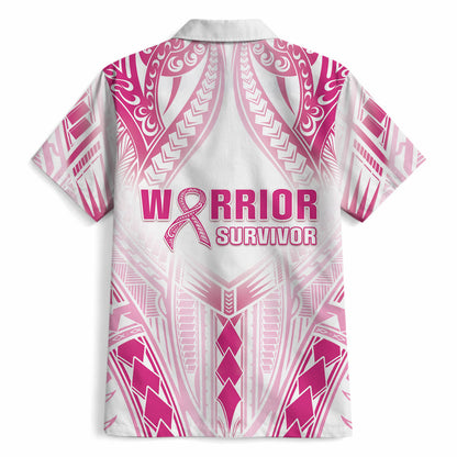 Breast Cancer Pink Out Hawaiian Shirt Polynesian Art Tattoo White Version