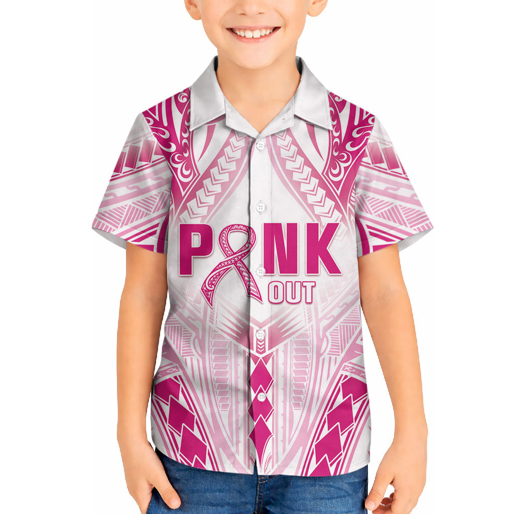 Breast Cancer Pink Out Hawaiian Shirt Polynesian Art Tattoo White Version
