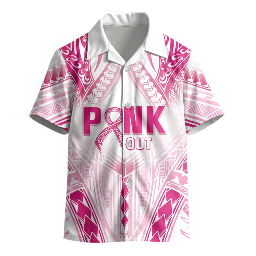 Breast Cancer Pink Out Kid Hawaiian Shirt Polynesian Art Tattoo White Version