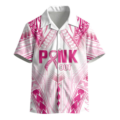 Breast Cancer Pink Out Kid Hawaiian Shirt Polynesian Art Tattoo White Version