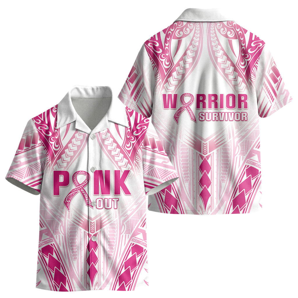 Breast Cancer Pink Out Kid Hawaiian Shirt Polynesian Art Tattoo White Version