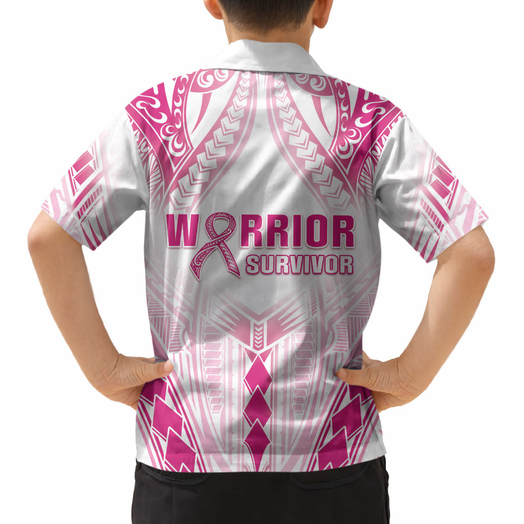 Breast Cancer Pink Out Kid Hawaiian Shirt Polynesian Art Tattoo White Version