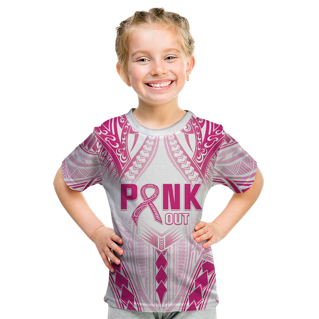 Breast Cancer Pink Out Kid T Shirt Polynesian Art Tattoo White Version