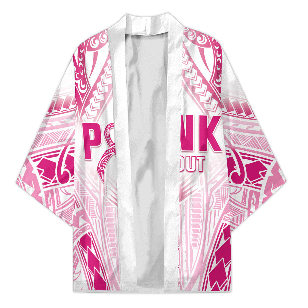 Breast Cancer Pink Out Kimono Polynesian Art Tattoo White Version