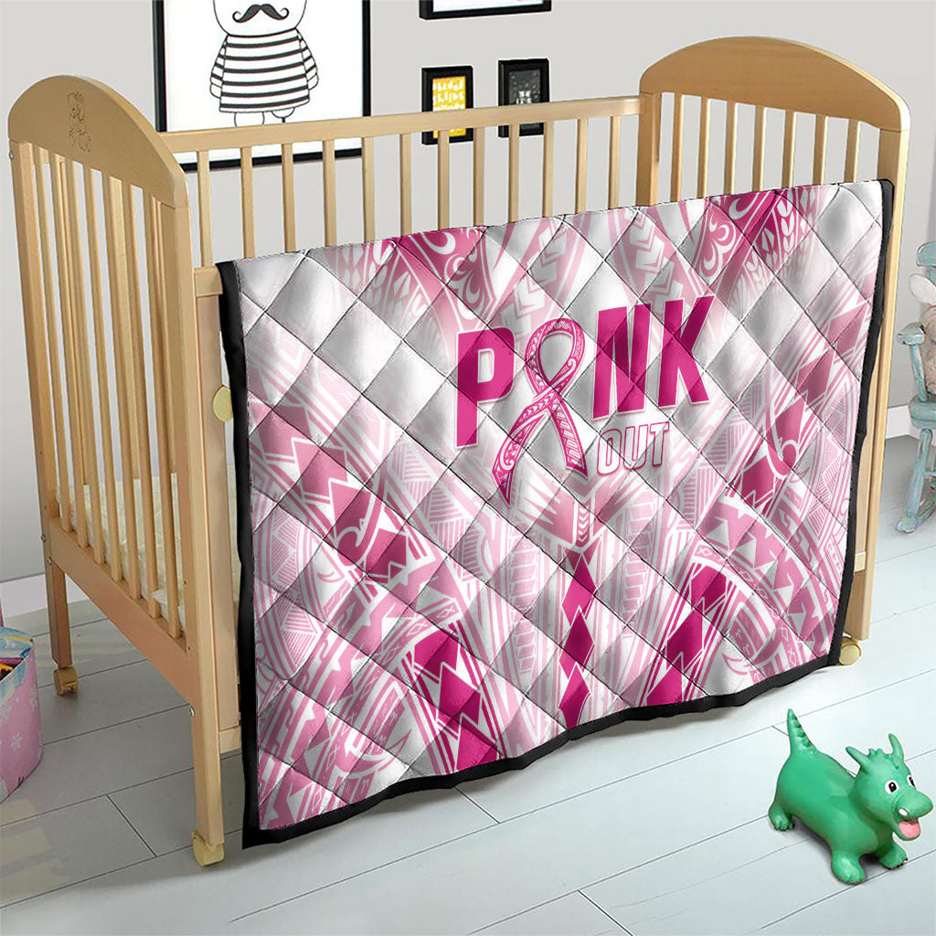Breast Cancer Pink Out Quilt Polynesian Art Tattoo White Version