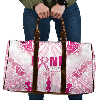 Breast Cancer Pink Out Travel Bag Polynesian Art Tattoo White Version