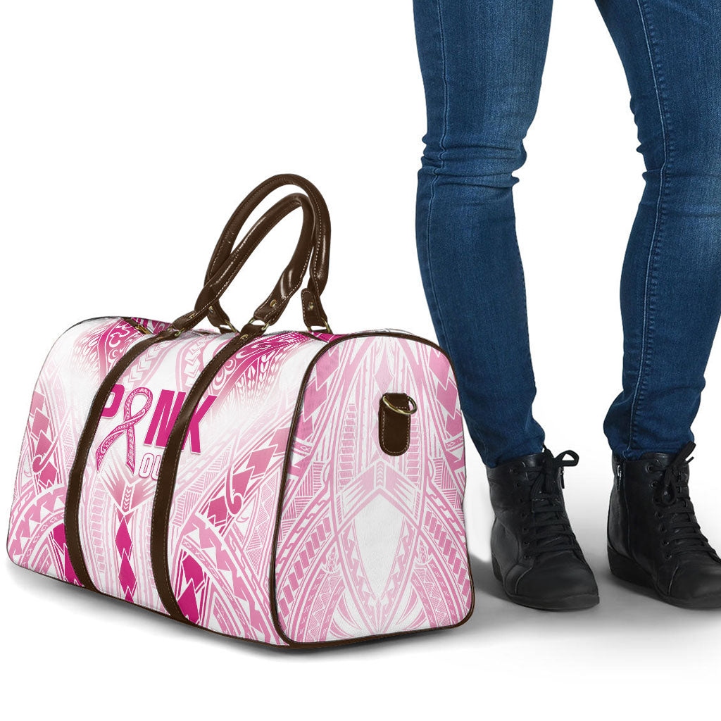 Breast Cancer Pink Out Travel Bag Polynesian Art Tattoo White Version