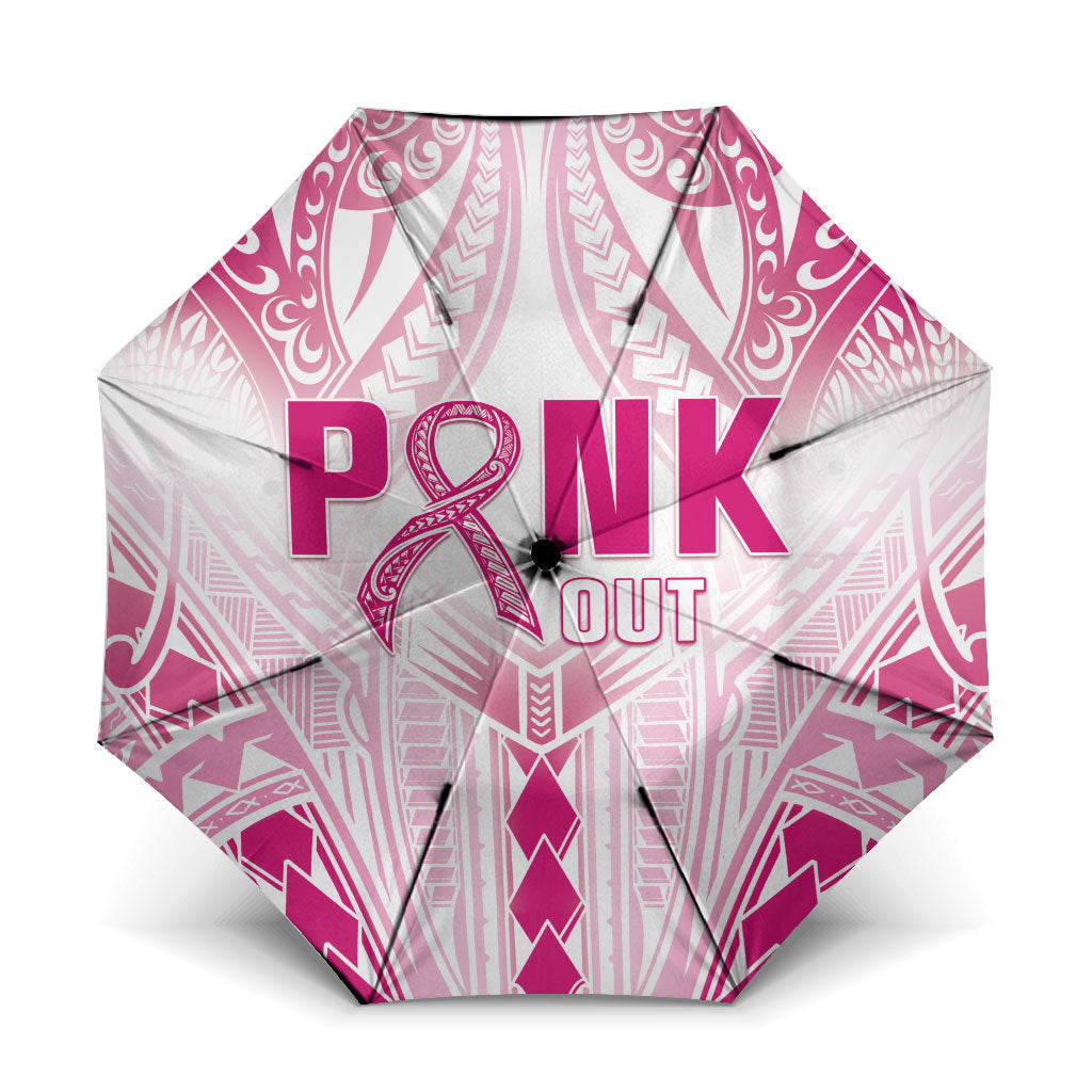 Breast Cancer Pink Out Umbrella Polynesian Art Tattoo White Version