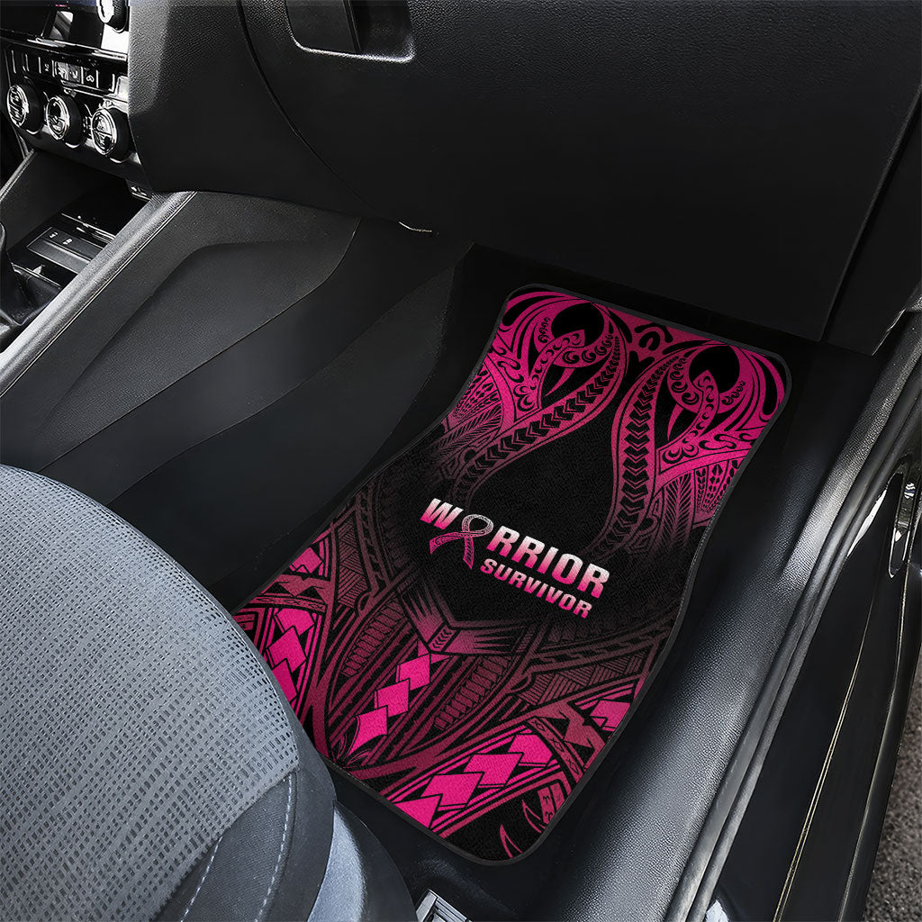 Breast Cancer Pink Out Car Mats Polynesian Art Tattoo Black Version