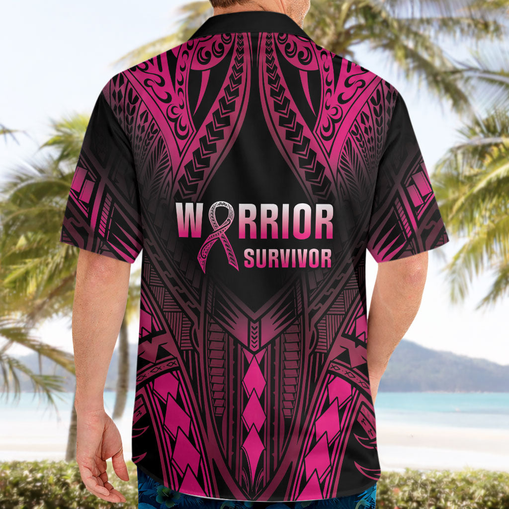 Breast Cancer Pink Out Hawaiian Shirt Polynesian Art Tattoo Black Version