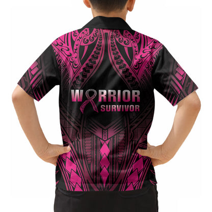 Breast Cancer Pink Out Hawaiian Shirt Polynesian Art Tattoo Black Version