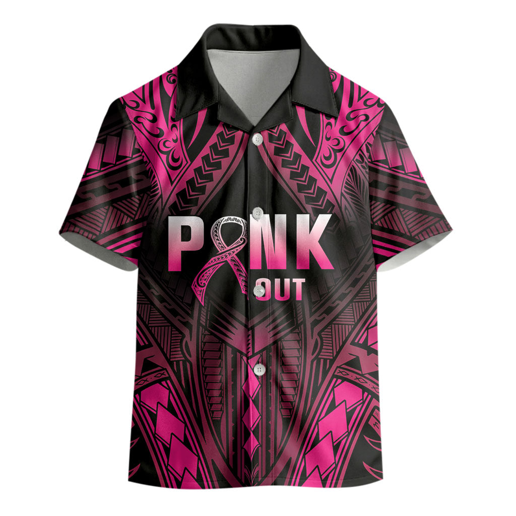 Breast Cancer Pink Out Kid Hawaiian Shirt Polynesian Art Tattoo Black Version