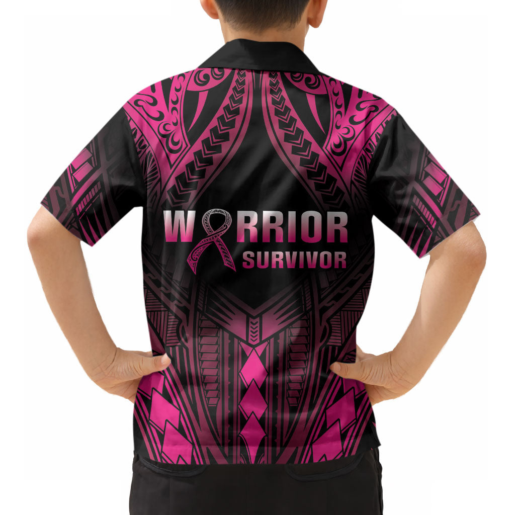 Breast Cancer Pink Out Kid Hawaiian Shirt Polynesian Art Tattoo Black Version