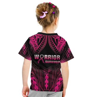 Breast Cancer Pink Out Kid T Shirt Polynesian Art Tattoo Black Version
