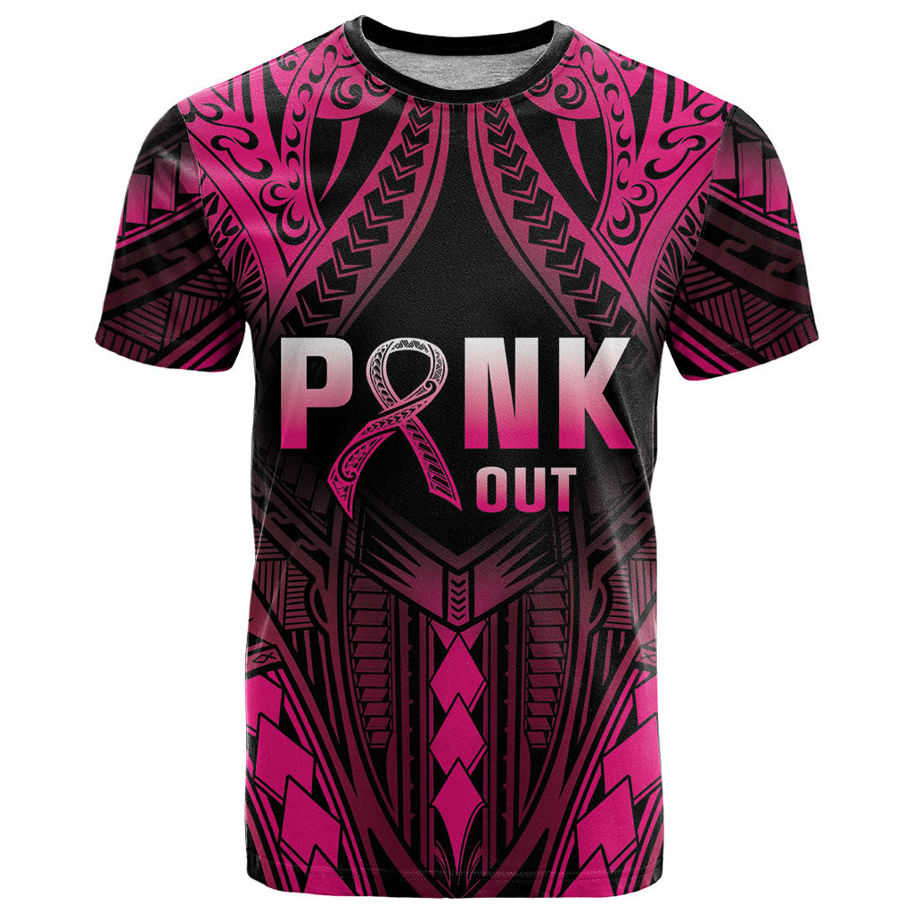 Breast Cancer Pink Out T Shirt Polynesian Art Tattoo Black Version