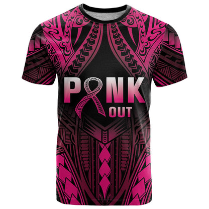 Breast Cancer Pink Out T Shirt Polynesian Art Tattoo Black Version