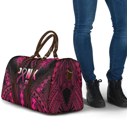 Breast Cancer Pink Out Travel Bag Polynesian Art Tattoo Black Version