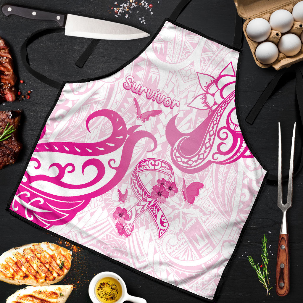 Breast Cancer Support Apron Ribbon Polynesian Pattern White Version