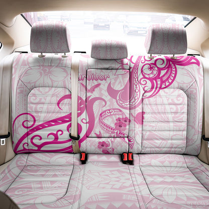 Breast Cancer Support Back Car Seat Cover Ribbon Polynesian Pattern White Version