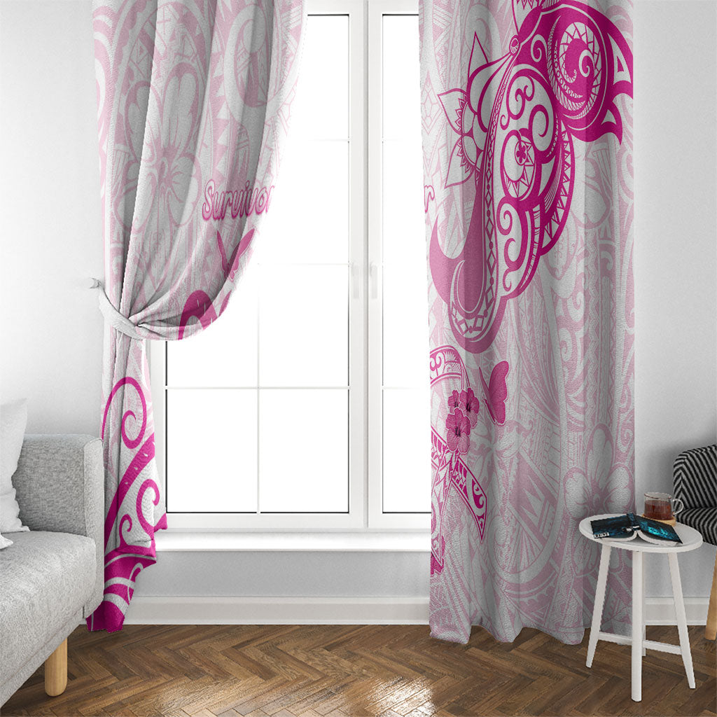 Breast Cancer Support Window Curtain Ribbon Polynesian Pattern White Version