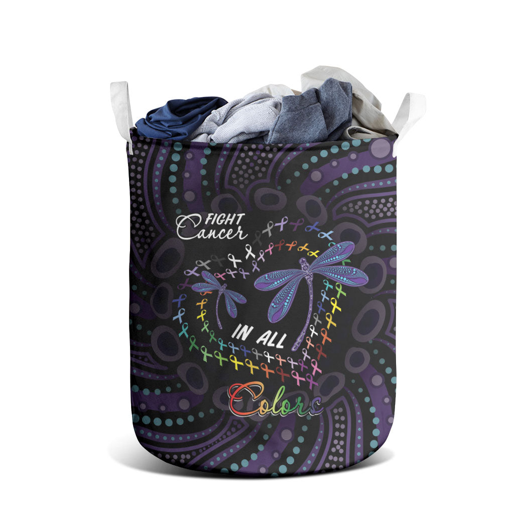 Fight Cancer In All Colors Australia Indigenous Laundry Basket Dragonflies Aboriginal Art