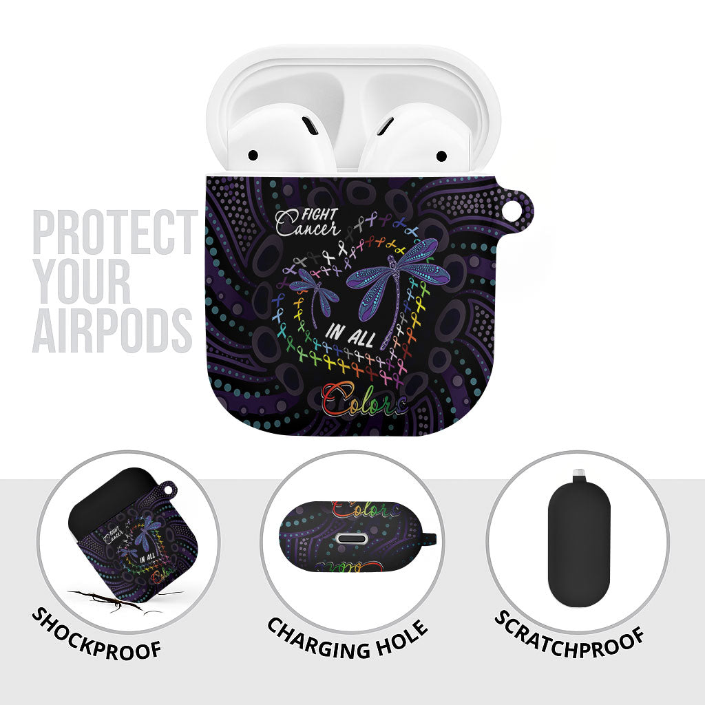 Fight Cancer In All Colors Australia Indigenous AirPods Case Dragonflies Aboriginal Art