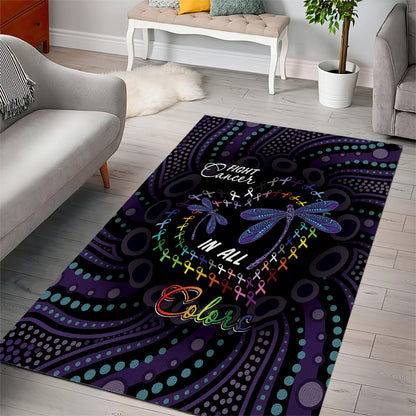Fight Cancer In All Colors Australia Indigenous Area Rug Dragonflies Aboriginal Art
