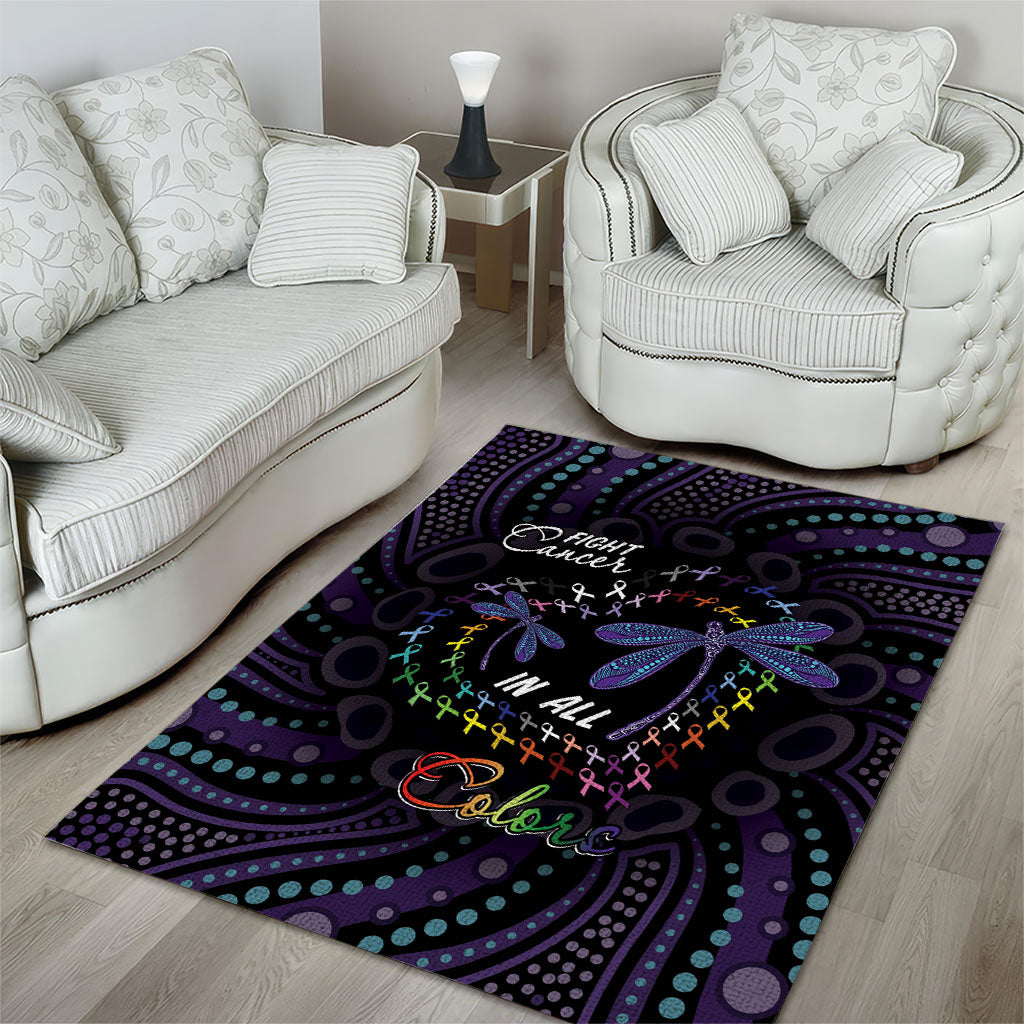 Fight Cancer In All Colors Australia Indigenous Area Rug Dragonflies Aboriginal Art