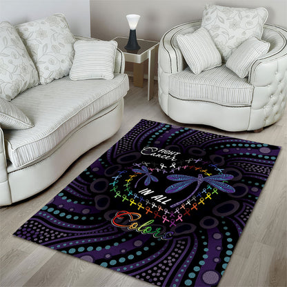 Fight Cancer In All Colors Australia Indigenous Area Rug Dragonflies Aboriginal Art