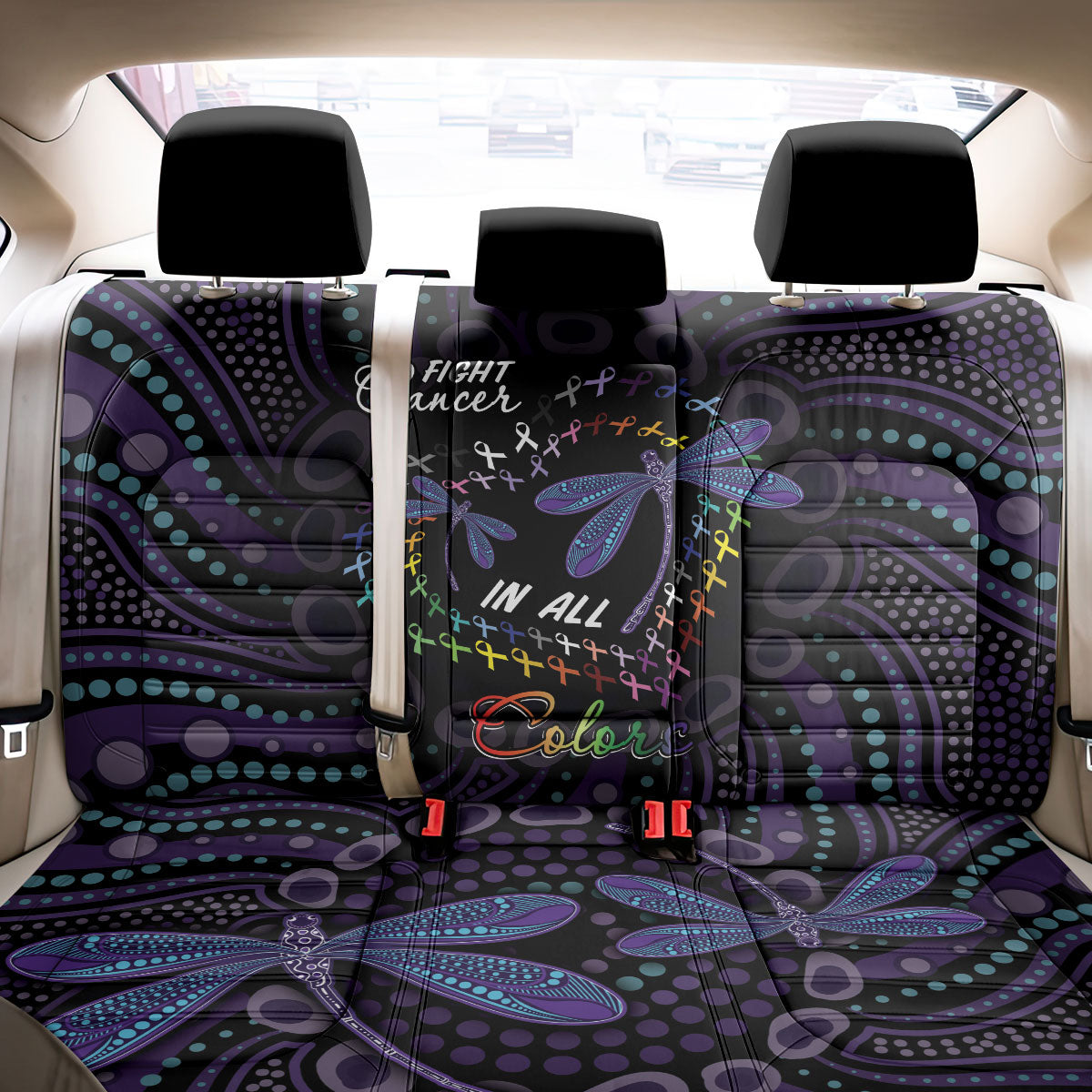 Fight Cancer In All Colors Australia Indigenous Back Car Seat Cover Dragonflies Aboriginal Art