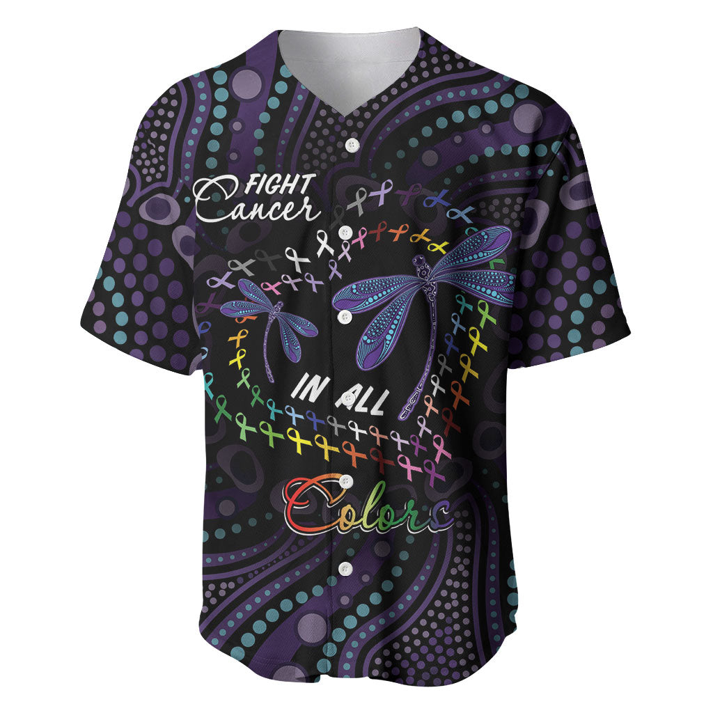 Fight Cancer In All Colors Australia Indigenous Personalized Baseball Jersey Dragonflies Aboriginal Art
