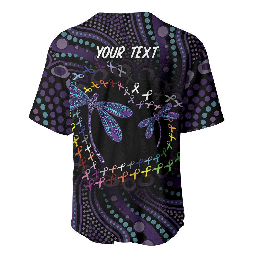 Fight Cancer In All Colors Australia Indigenous Personalized Baseball Jersey Dragonflies Aboriginal Art