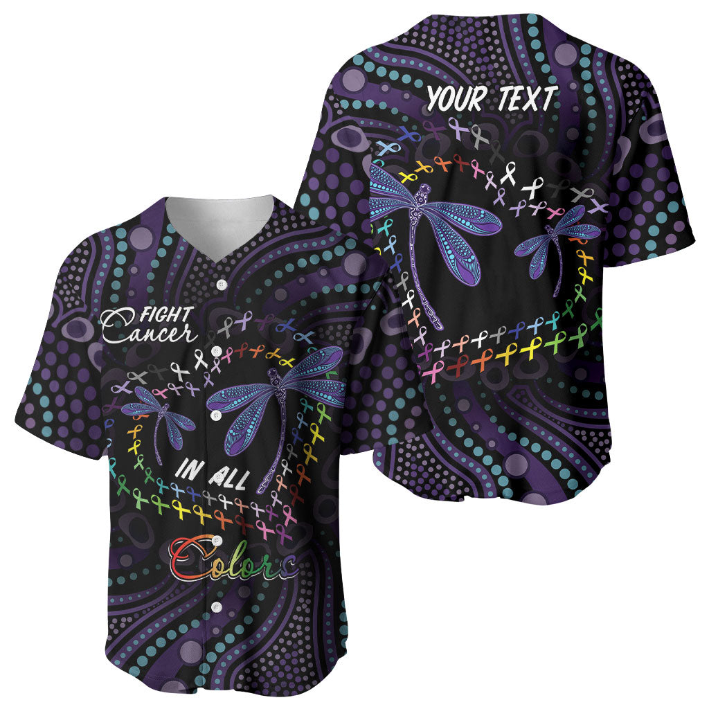 Fight Cancer In All Colors Australia Indigenous Personalized Baseball Jersey Dragonflies Aboriginal Art
