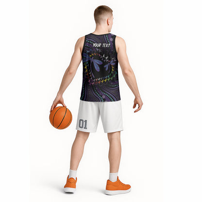 Fight Cancer In All Colors Australia Indigenous Personalized Basketball Jersey Dragonflies Aboriginal Art